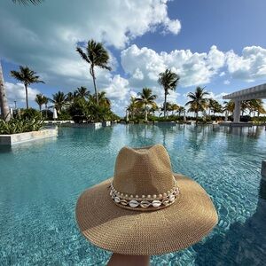 Elegant Tan Sun Hat with Shell Accents